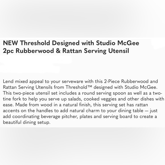 NEW Threshold Designed with Studio McGee 2pc Rubberwood & Rattan Serving Utensil - Picture 6 of 6